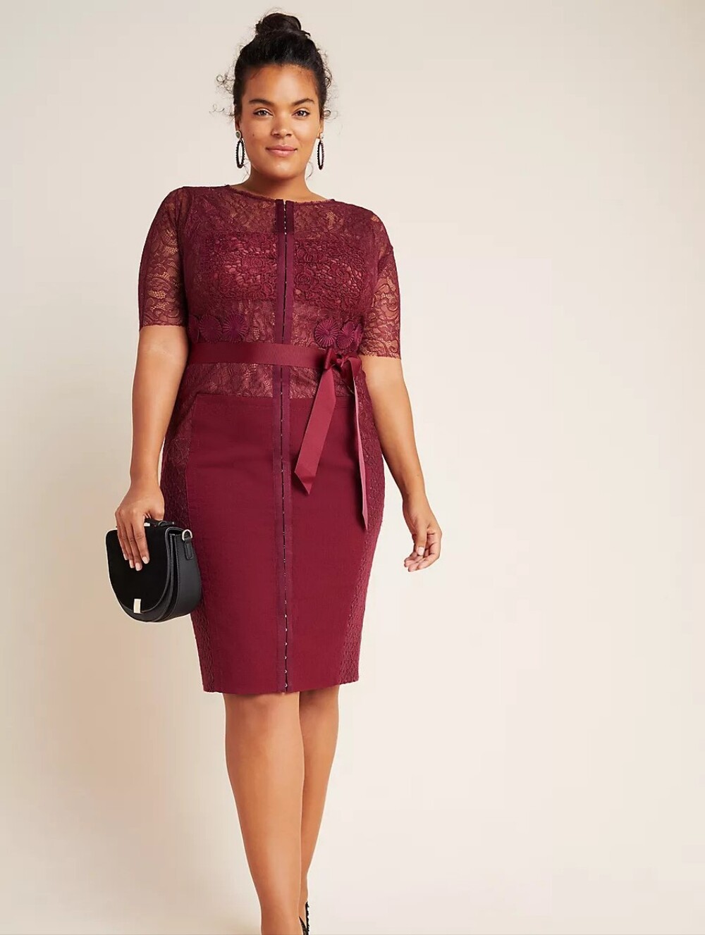 Anthropologie Byron Lars Carissima Lace Sheath Dress Burgundy Size 16W